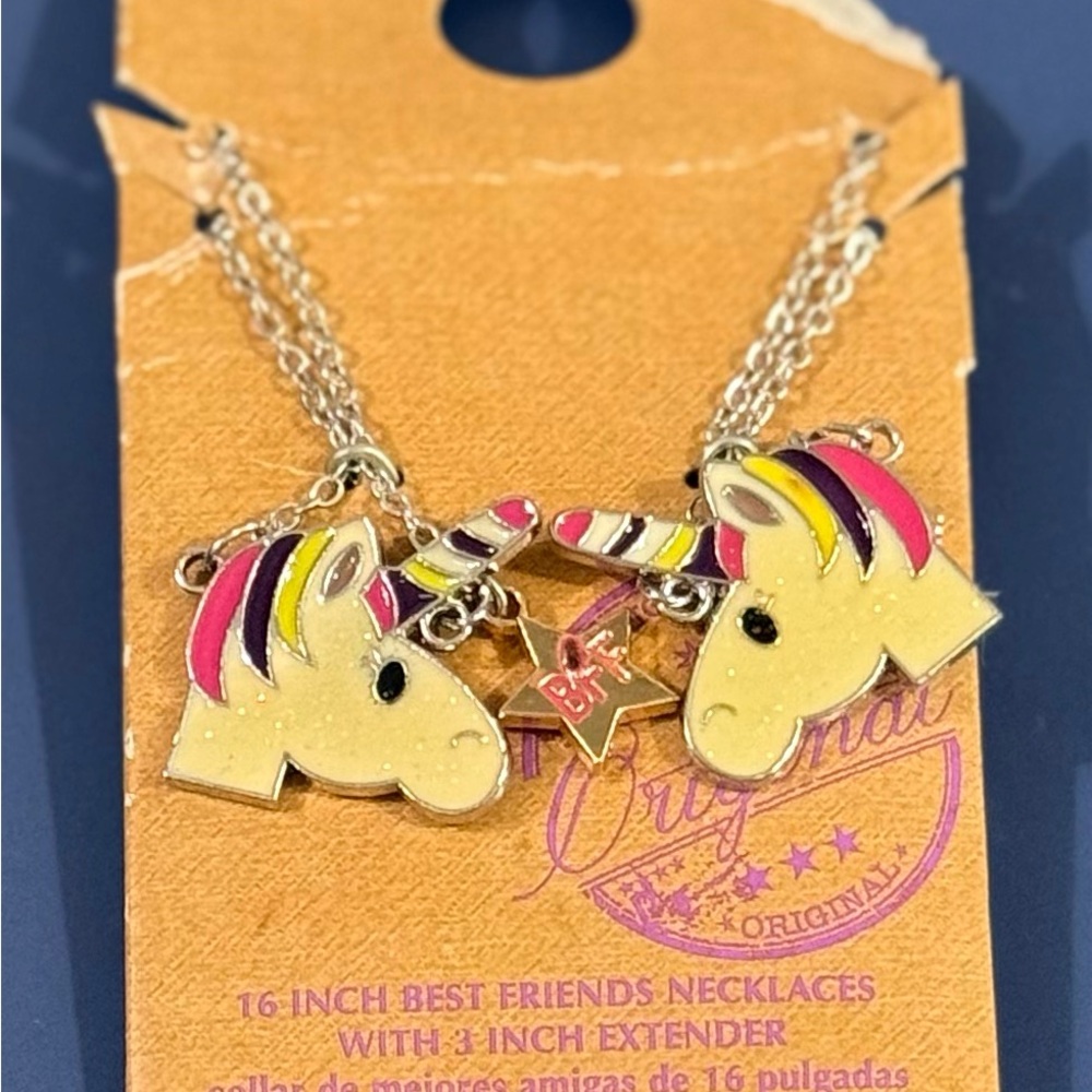 NWT BFF Pair of Unicorn Necklaces.